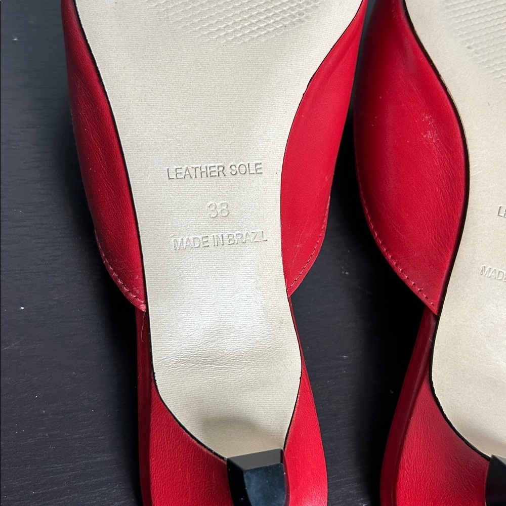 Maeve Heart Mule Heels Red Leather Slip On Kitten Heel Love Sz 38 US 7-7.5 NEW - Picture 11 of 11